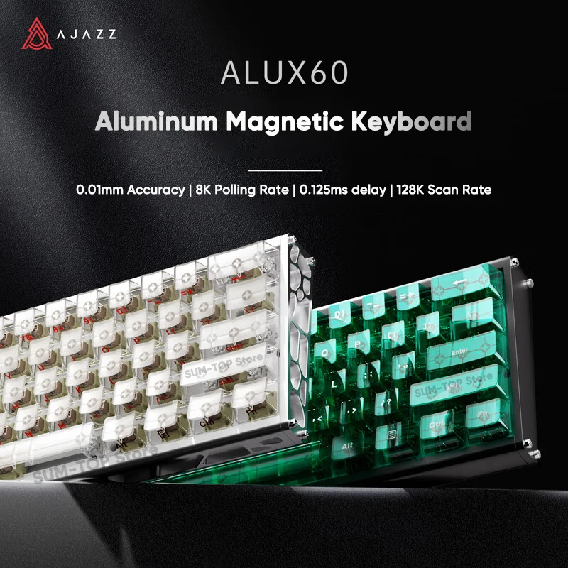 

AJAZZ ALUX60 Aluminum Magnetic Mechanical Keyboard 0.125ms RT 0.01mm 8K Rapid Trigger Gaming HotSwap Gamer Keyboard ALUX68