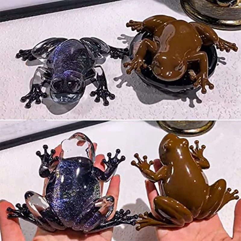 2PCS Frogs Shape Resin Molds 3D Cute Resin Molds Diy Crystal Glue Small Animal Ornaments For Epoxy Casting