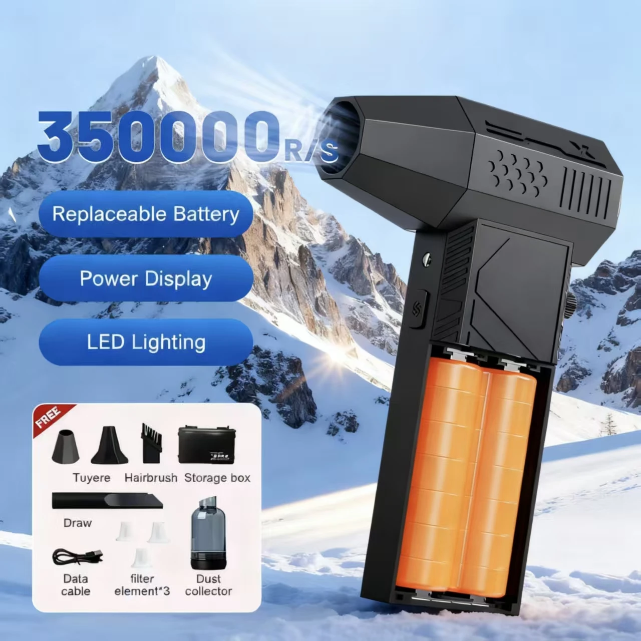 C6 مروحة تربو بدون فرش 240 وات عالية السرعة محمولة 8000 مللي أمبير قابلة لإعادة الشحن 57 متر/الثانية تايفون الرياح نوع C شحن مروحة التخييم