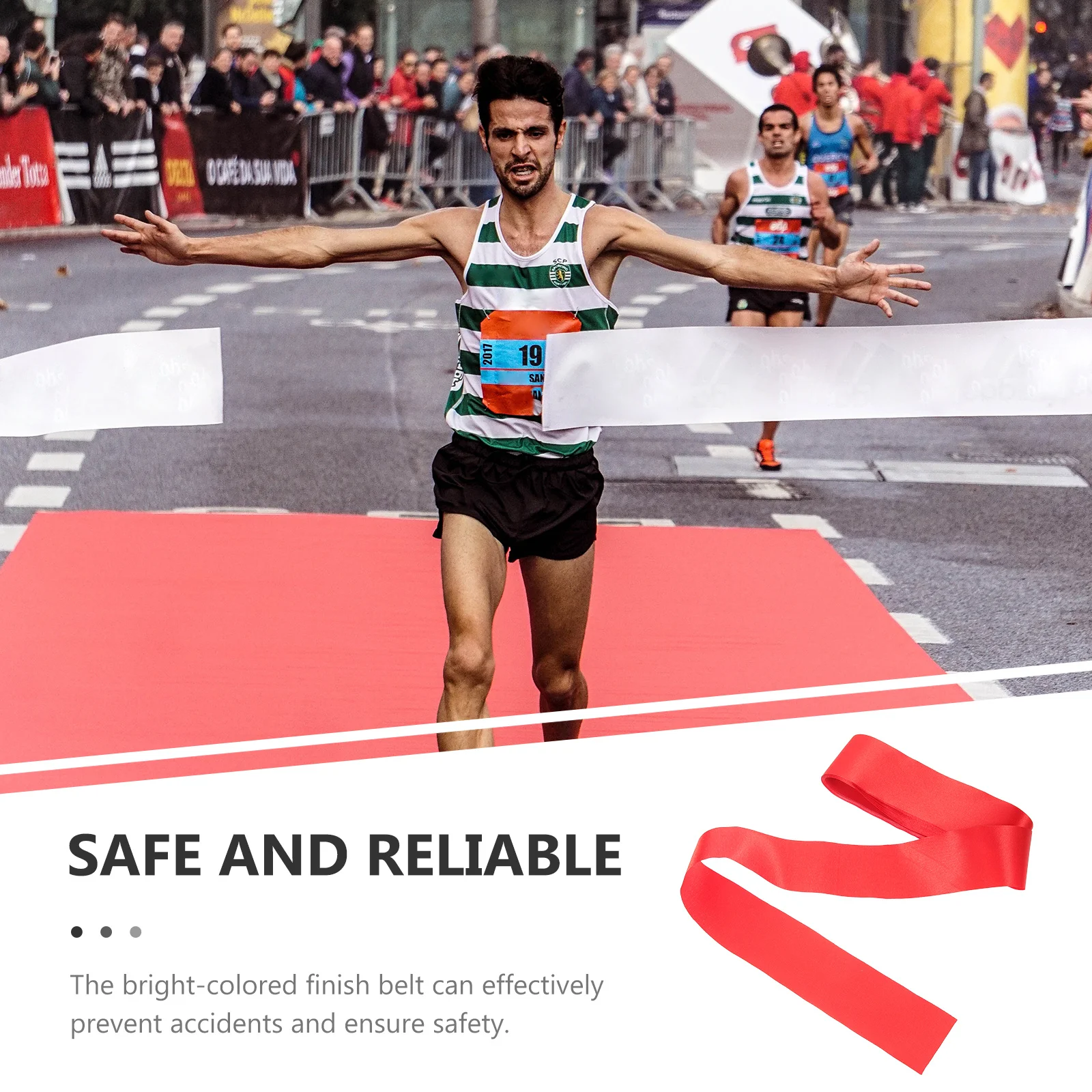 1 لفة من حبل ألعاب القوى بألوان زاهية ومقاوم للاهتراء وحزام نهائي للمناسبات الجريية للتحكم في حركة المرور والبناء الرياضي