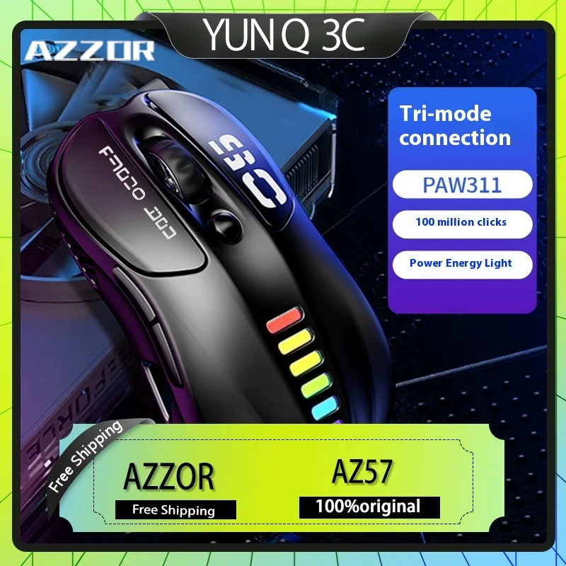 

AZZOR AZ57 Wireless Mouse Lightweight Gaming Office Accessory 12000dpi PAW3311 Three Mode 12000 DPI Laptop Mouse Custom Gift