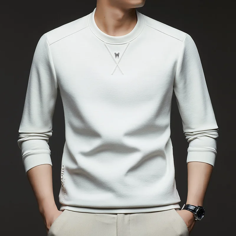 

New Autumn Cotton Sweatshirt Men Round Neck Shirt Men Trendy Casual Long-sleeved T-shirt