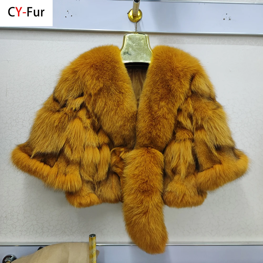 New Women Genuine Real Fox Fur Coat Winter Lady 100% Natural Fox Fur Short Style Overcoat Good Quality Real Fox Fur Jacket