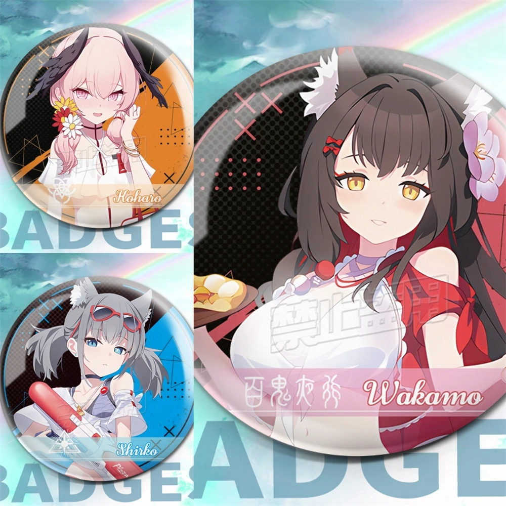 58mm Game Blue Archive IZAYOI NONOMI Yuuka Hayase Hanekawa Ren Cosplay COSTUME Badge Pin SPTE Tinplate Brooch﻿ Prop Gilf