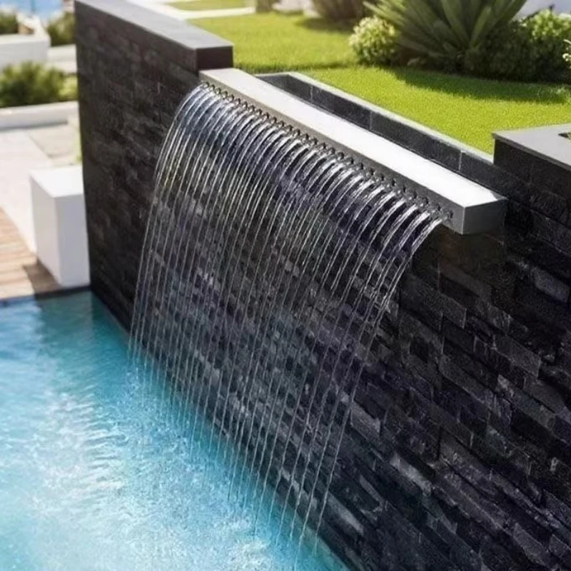Water curtain, rain curtain, porous linear waterfall, stainless steel courtyard garden water feature, waterfall outlet