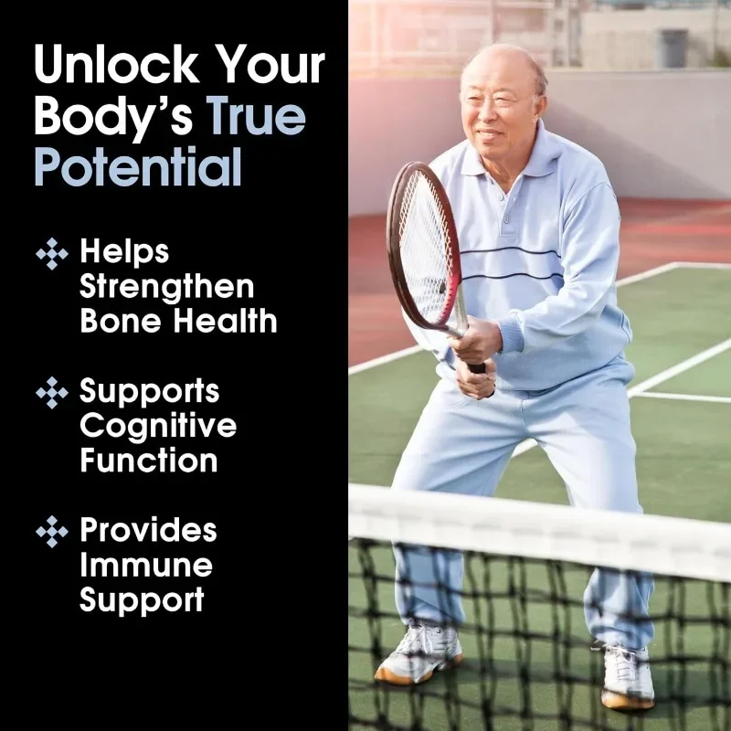 Vitamin D3,K2, C,E, Resveratrol, Coenzyme Q10- Supports Bone and Cell Health -60 Capsules