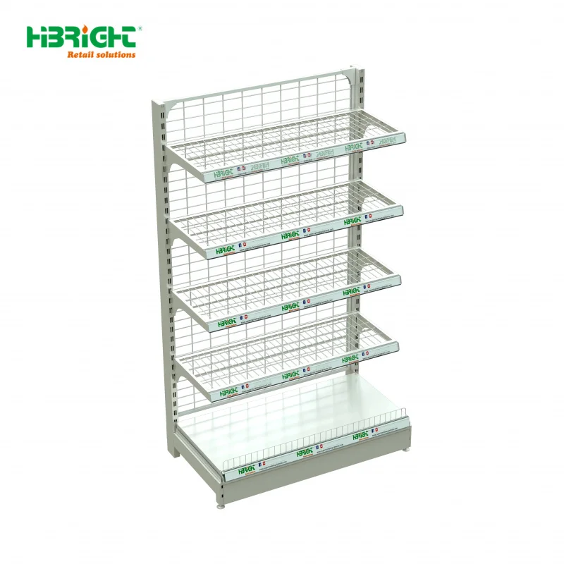 custom.Highbright Heavy Duty Metal Supermarket Rack Freestanding Back Panel Corrosion Custom Color 5 Shelves 1800mm H