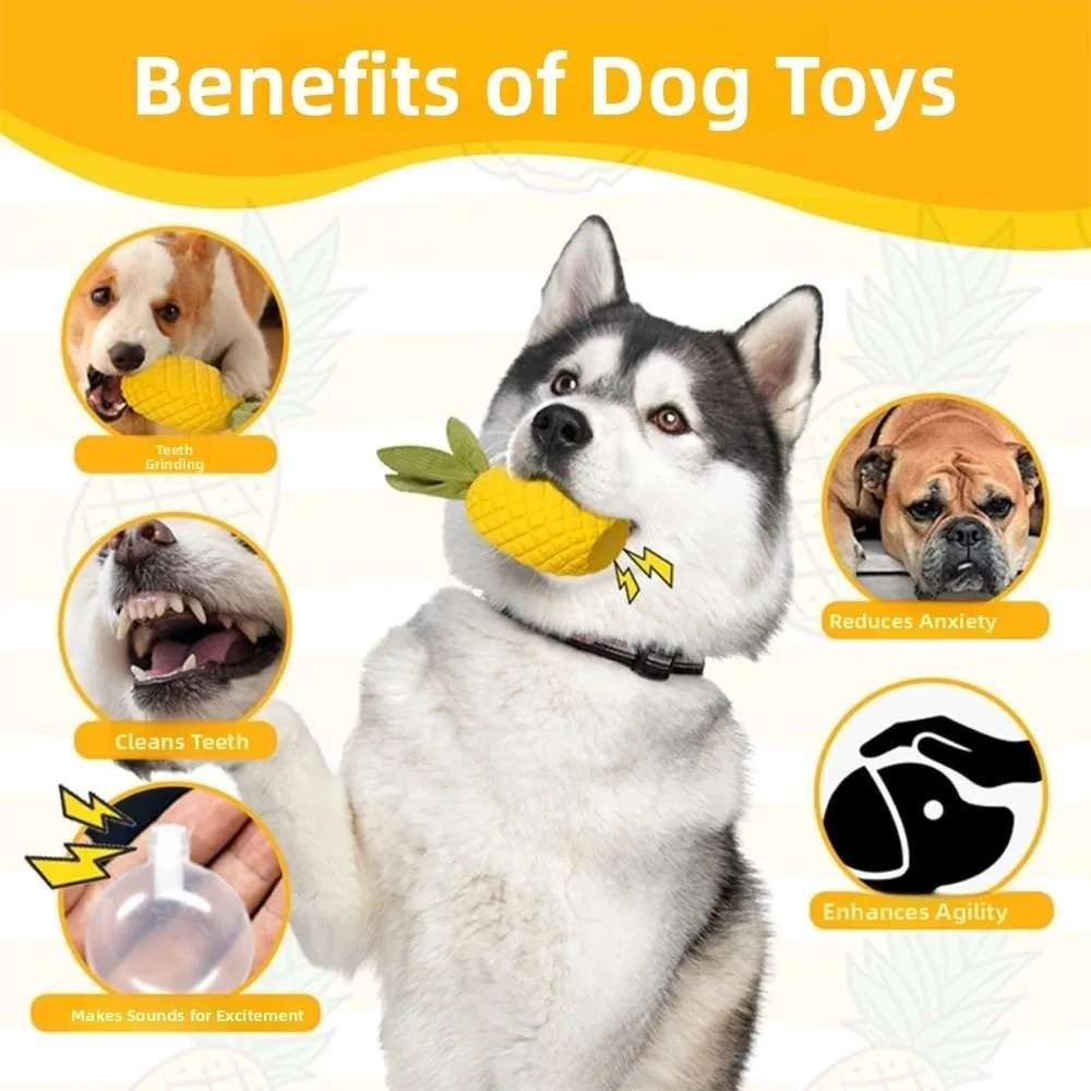 

Bite-resistant Pineapples Dog Puzzle Toy Interactive Wear-resistant Pet Sound Making Toy Yellow Dog Chew Toy Grinding Teeth