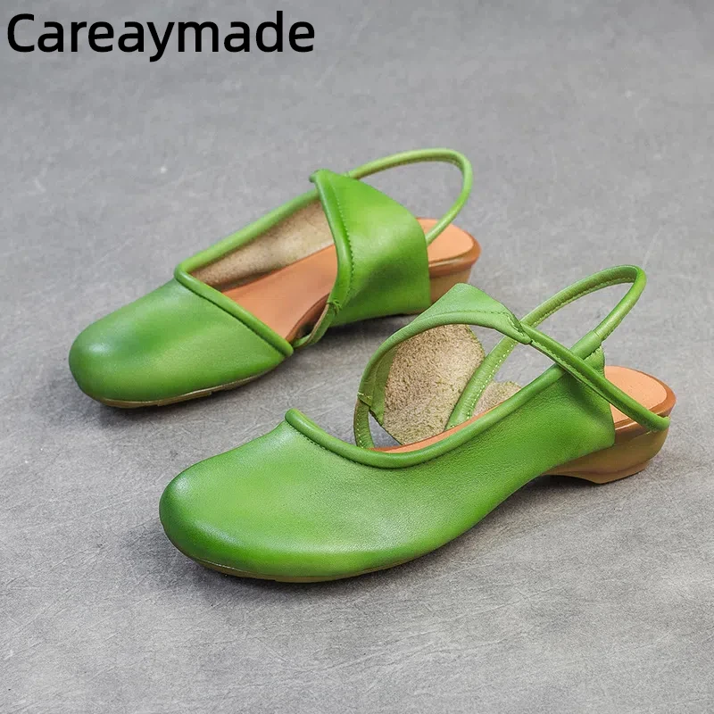 Careaymade-Genuine Leather Soft soled women's shoes,Summer Flat Comfortable Fashion Sandals,Forest Nichet Luxury Women's Shoes