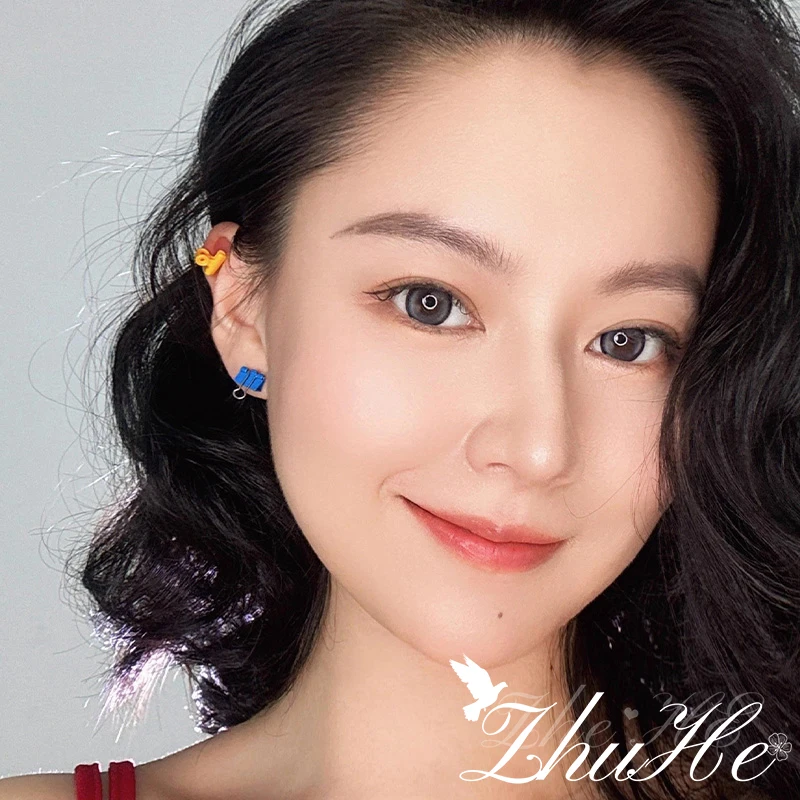 Funny, Cute And Creative Dopamine Mini Folder, Zipper Stud, Female Surname Copper Alloy Carnival Jewelry And Accessory Gift