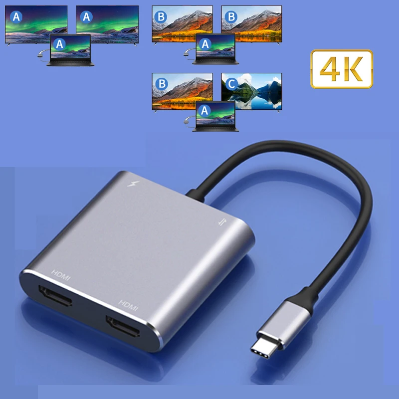 4K Video capture card USB converter TYPE-C to HDMI-compatible adapter plug and play dock station Splitter adapter Screen Sharing