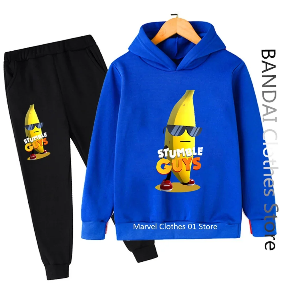 kawaii children's Harajuku boys Hoodie Stumble Guys Hoodie set Games Sweatshirt girls Cartoon Print Long sleeve/trousers