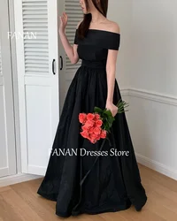 FANAN Off-Shoulder A-Line Fashion Evening Party Dresses Black Korea Taffeta Customized Women Formal Gowns Event Prom Gowns