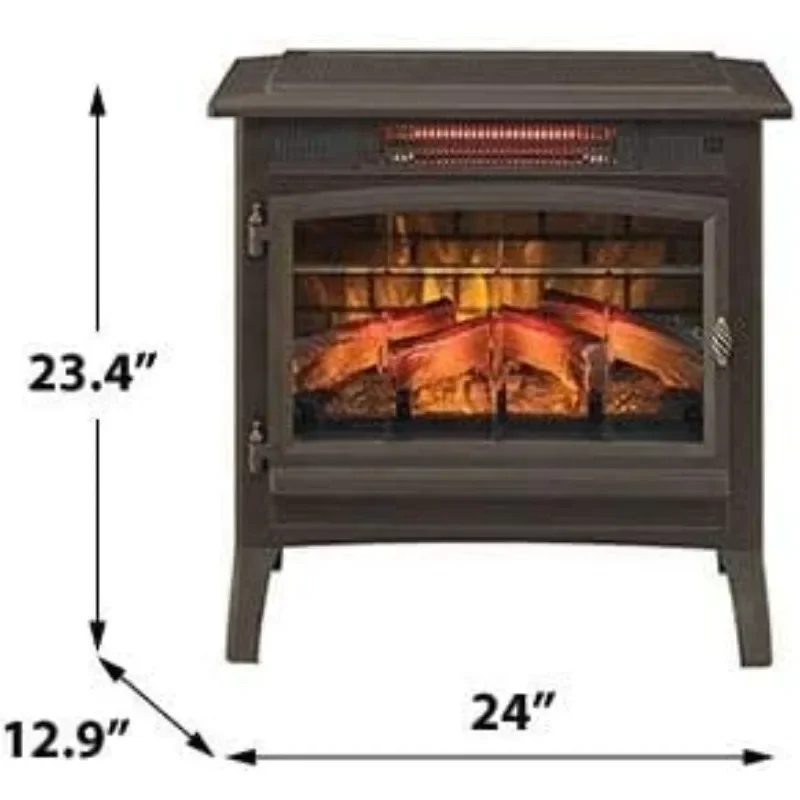 Stufa per camino elettrico al quarzo a infrarossi Duraflame con effetto fiamma 3D, bronzo