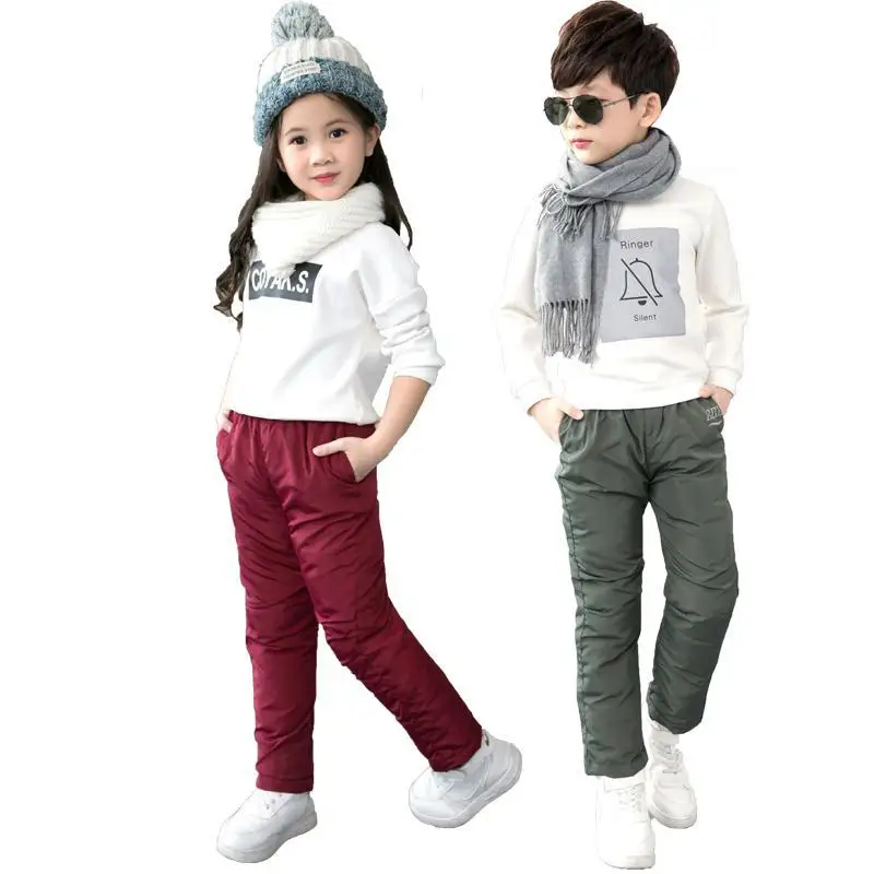 2023 Winter New Boys Pants Girls Leggings Children Down Cotton Warm Trousers Baby Waterproof Ski Pants Kids Boys Child Clothes