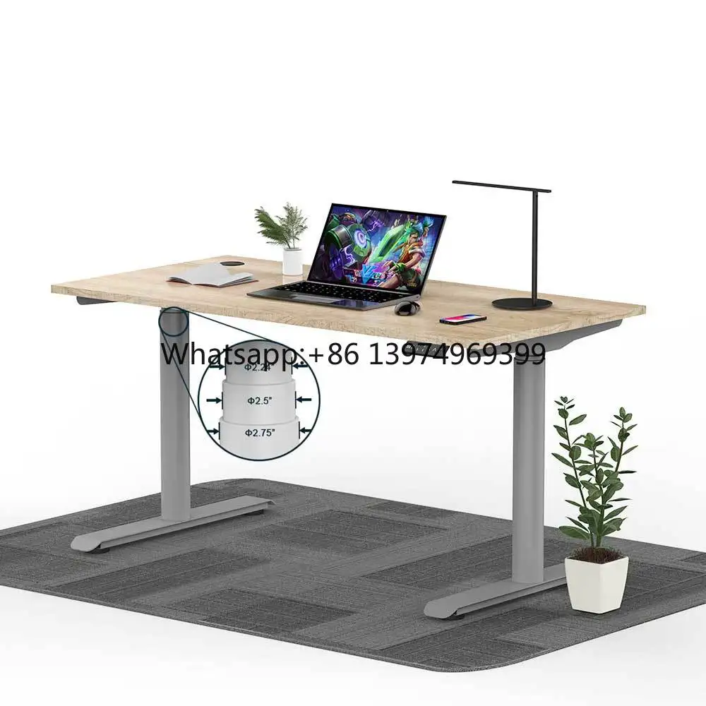 Office Dual Motor Durable Modern Electric Height Adjustable Table Round Leg Desk Frame Workstation Sit to Stand up Desk