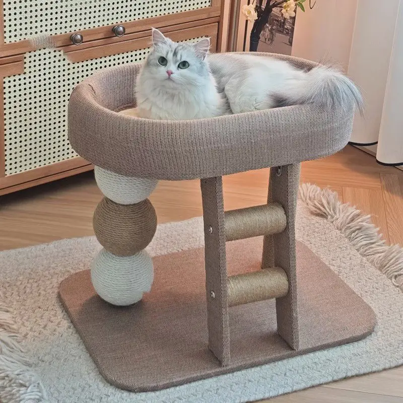 Árbol rascador para gatos todo en uno con sisal y cama acogedora - imagen 3