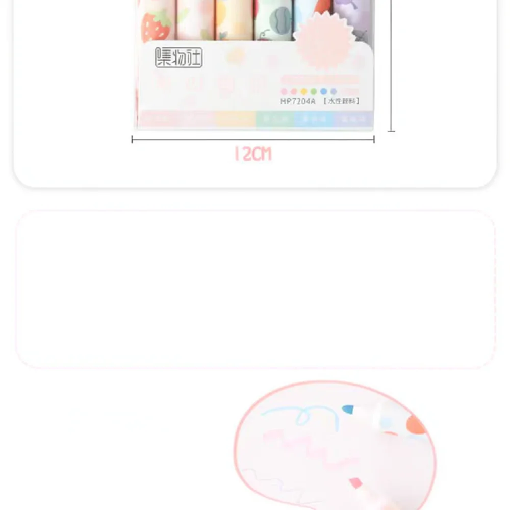 For For Jiwushe Fruit Scented Highlighter Marker Double Side Tip Pens Stationery For Journaling Office School Study Supplies
