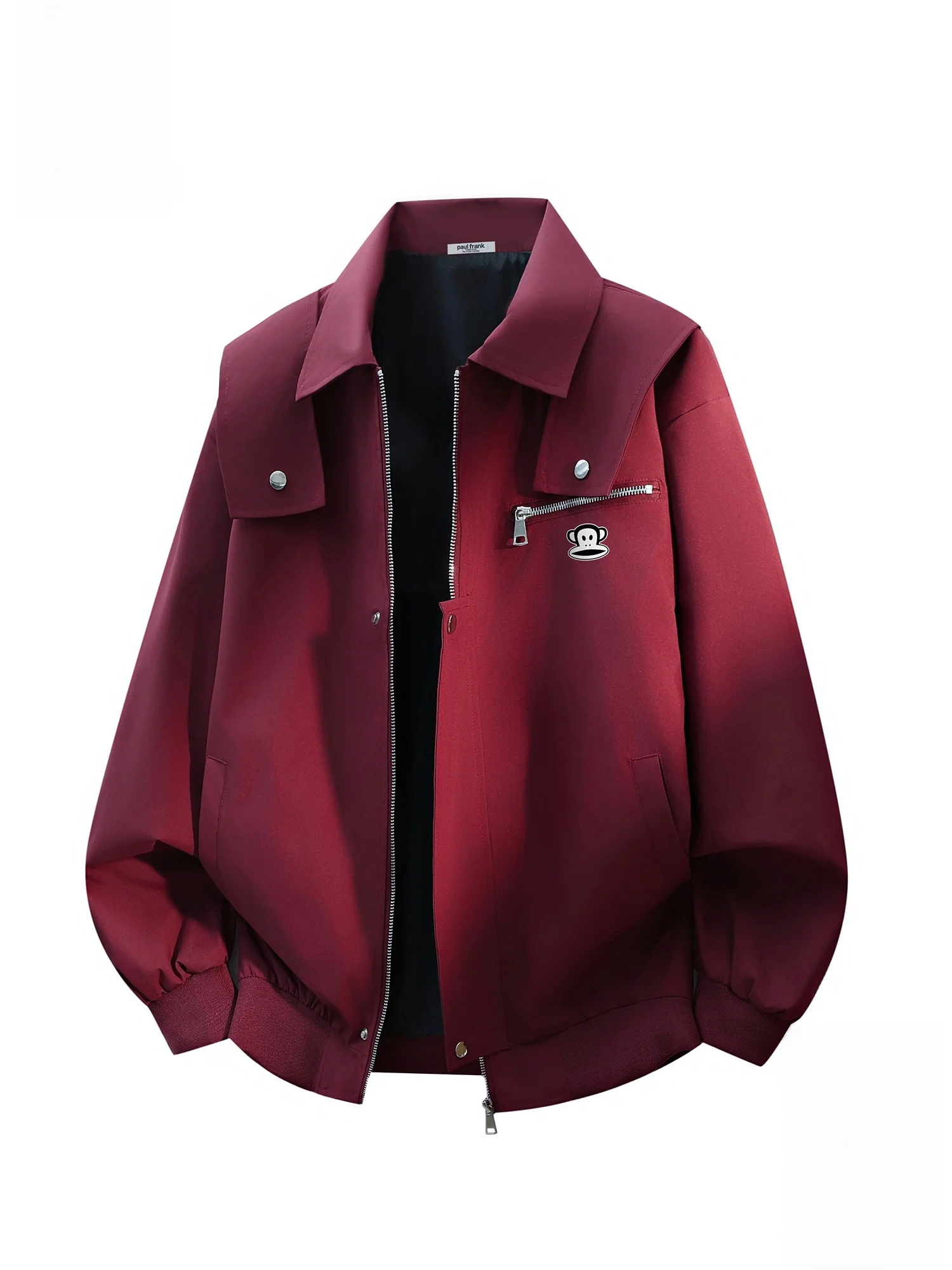 

PaulFrank Loose Fit Casual Workwear Jaet Men's Spring New Sle Zipper ket Ironl Treaent Polyester Fiber Coat