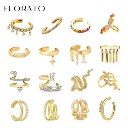 Plated 24K Gold/925 Silver Crystal Zircon No Ear Piercing Ear Clips Minimalist CZ Ear Clips Popular Fashion Jewelry For Women