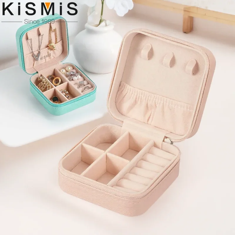 

Дорожный футляр для ювелирных изделий из искусственной кожи, небольшой органайзер для колец, серег, портативный ящик для хранения ожерелья, браслета