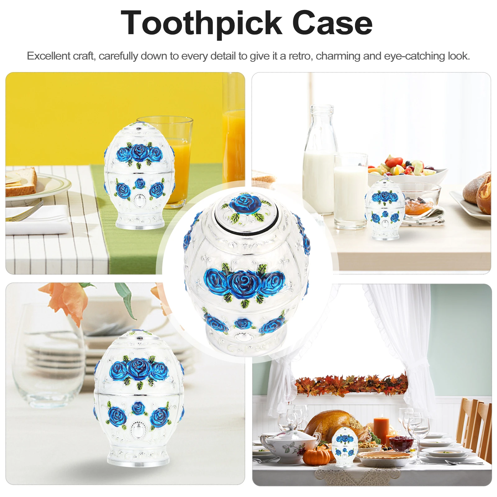 

Retractable Toothpick Dispenser Automatic Small Lightweight Portable Engraved Retro Home Office Restaurant Kitchen for Christmas