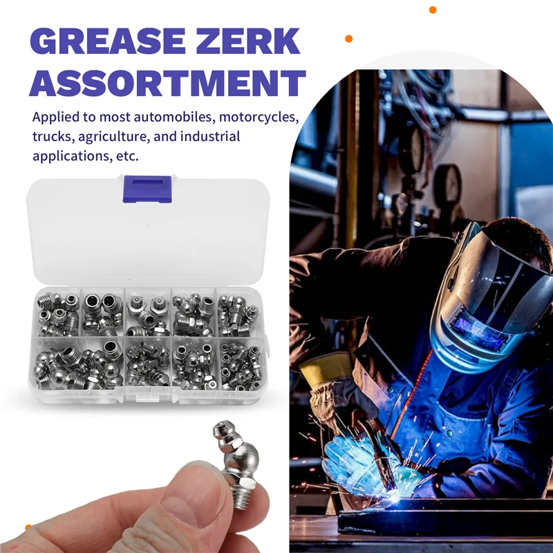 

GOOD-60 шт. комплект метрических смазочных фитингов серебро M6 M8 M10 45 90 градусов гидравлическая смазка Zerk в ассортименте для угловой смазки механика