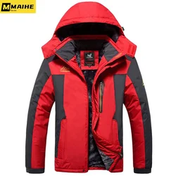 Gorpcore Winter Outdoors Jackets Plus Size 7XL 8XL 9XL Thicken Fleece Warm Coats Men Outwear Waterproof Windproof Hooded Jacket