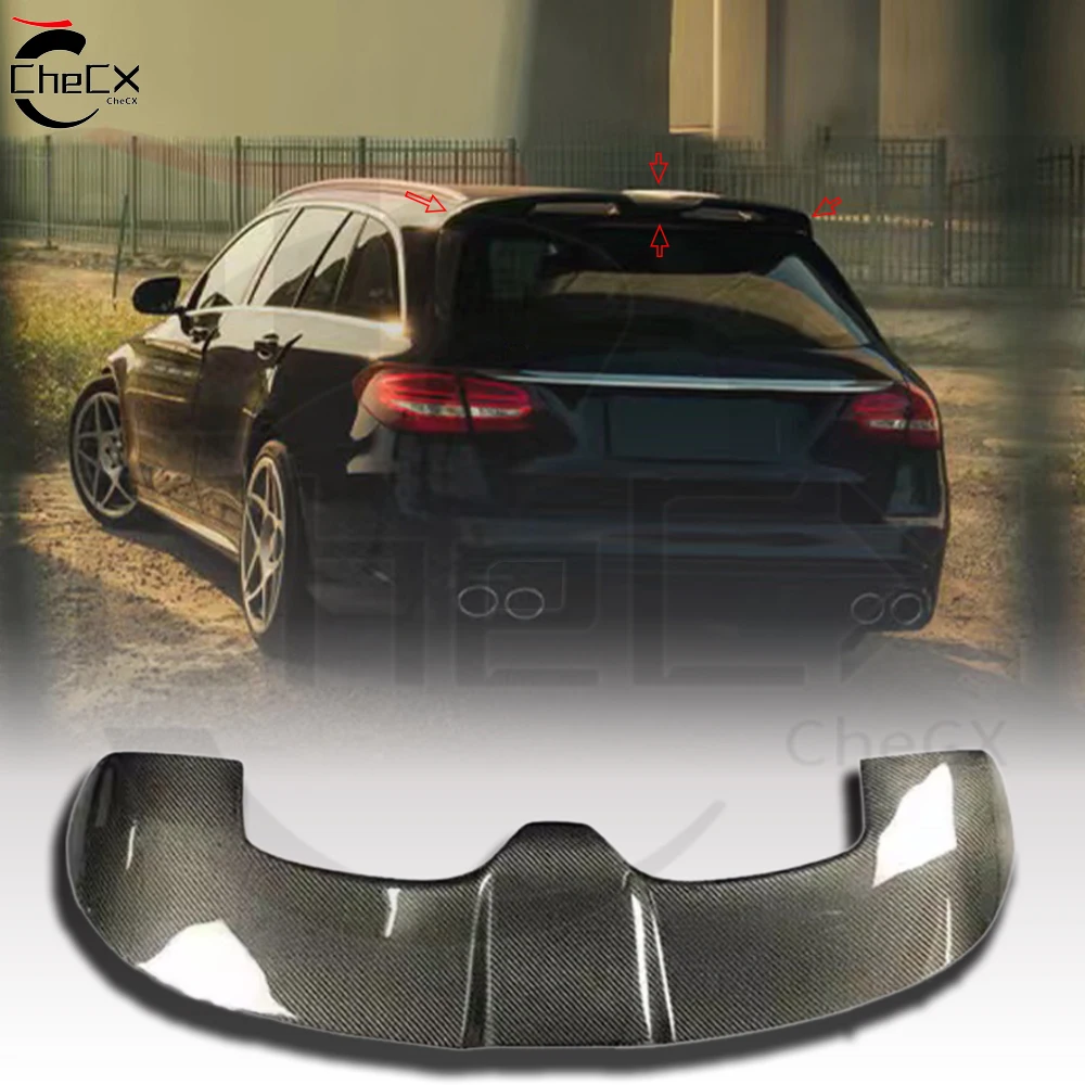 Suitable For Mercedes Benz 2015-2020 W205 Wagon C-Class C180-C450 True Carbon Fiber Rear Roof Spoiler Rear Decorative Panel