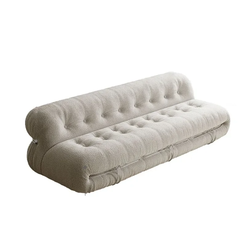 

Cream large steel tooth lamb wool hippo sofa designer small apartment living room fabric sofa