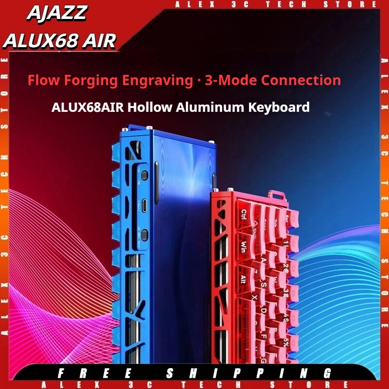 

AJAZZ ALUX68 AIR Беспроводная игровая клавиатура, алюминиевая Bluetooth-клавиатура с возможностью горячей замены, двойной 8K, 5000 мАч, клавиатура с магнитным переключателем для Mac Windows