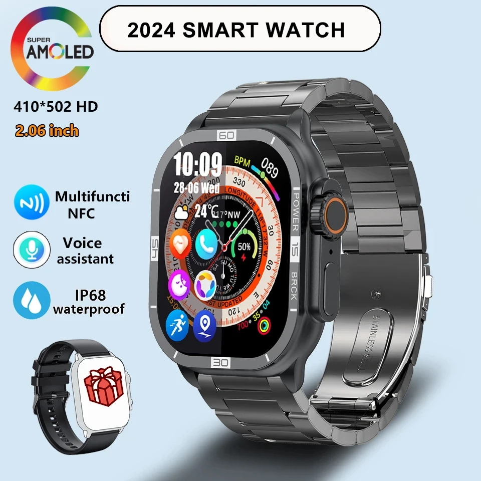 

New Smart Watch Always On Display NFC Clock Bluetooth Call Voice Assistant IP68 Waterproof Sports Fitness Smart watches for men