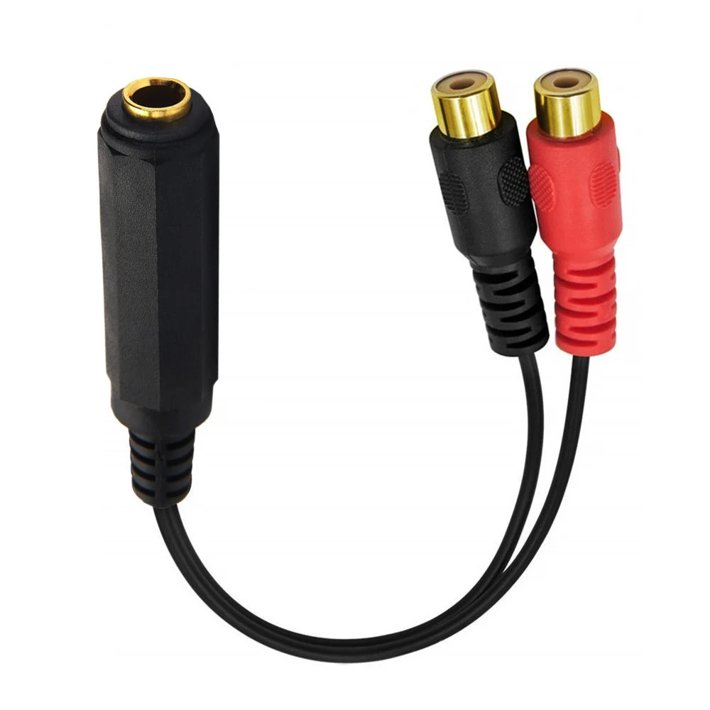 1pc Stereo TRS 1/4" 6.35mm Female to 2 Dual RCA Female Phono Y Splitter Converter Adapter Cable for Amplifier Microphone