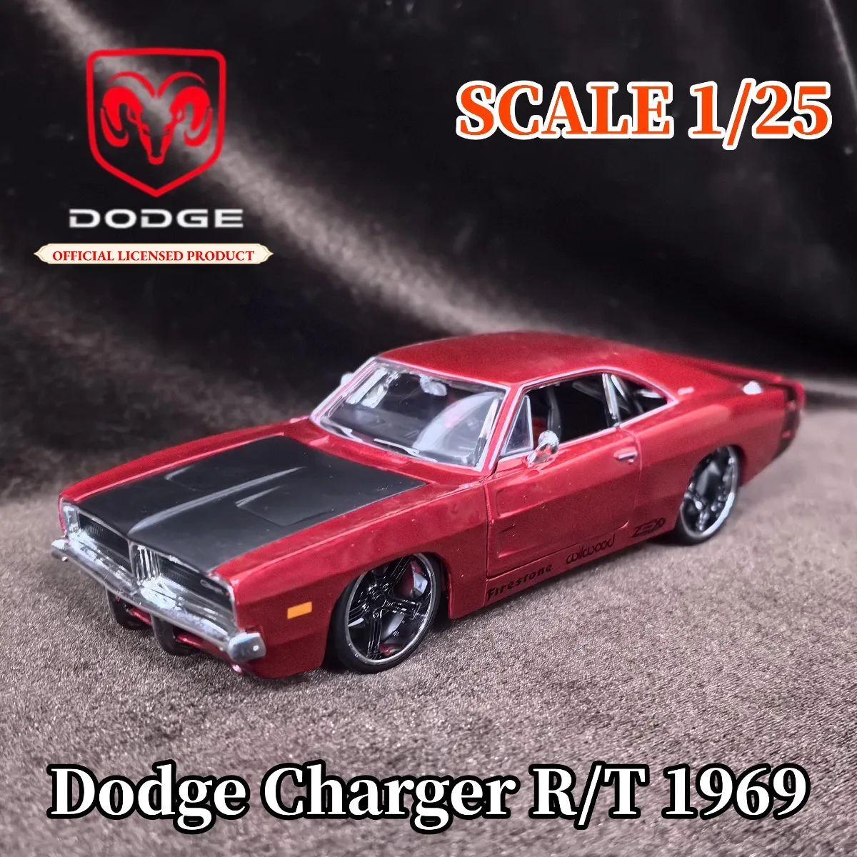 

Limited 1:25 Scale Dodge Charger RT 1969 Car Model, Luxury Vehicle Miniature Replica Figure Kid Xmas Gift Toy