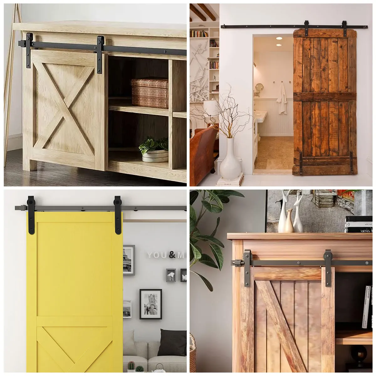 Carbon Steel Barn Door Sliding Track Kit Door Panel Top Mounted Hanging Rail Hanger Track Smooth Silent Barn Door Wheel