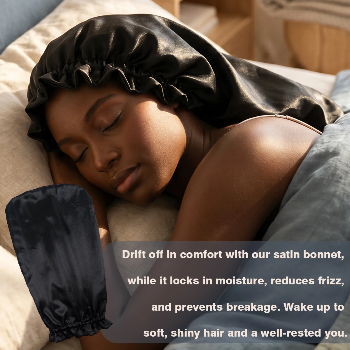 Adjustable Long Satin Sleep Cap Women's Hair Protection Wrap for Sleep And Shower Reusable Comfortable Sleep Hat for Long Braid