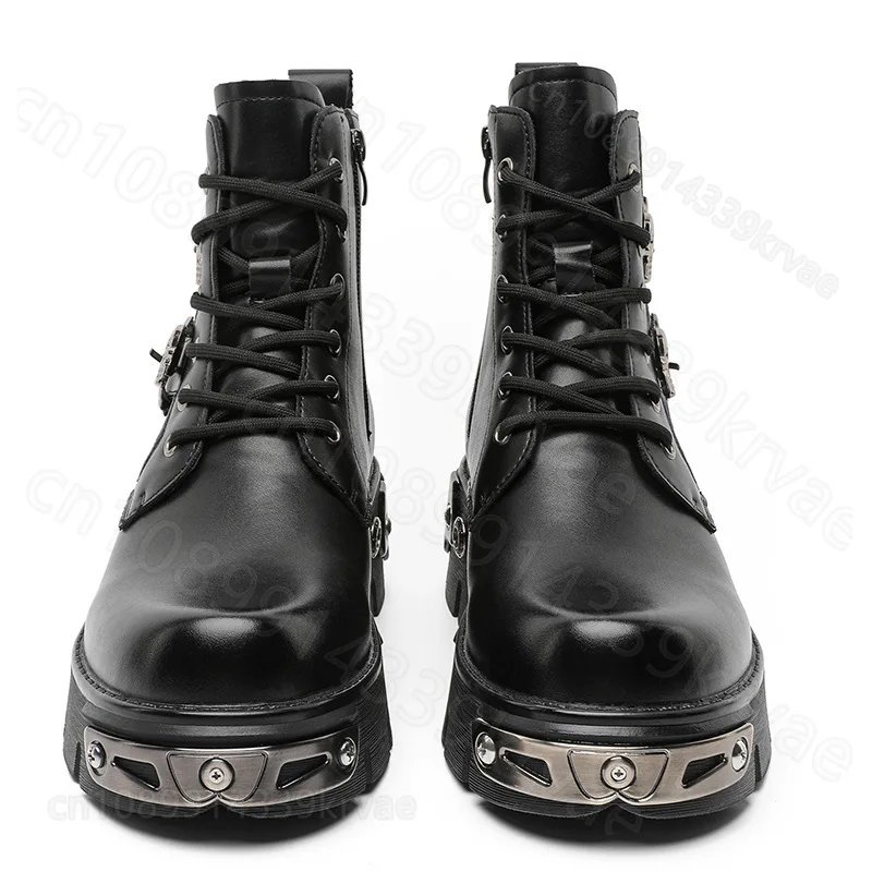 Men spring autumn heightening platform short boots versatile tooling boots 483704-J motorcycle shoes motocross boots