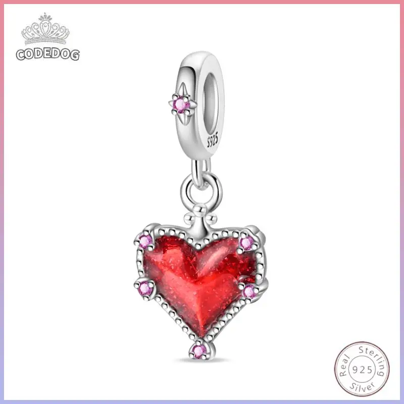 

Hot 100% 925 Sterling Silver Red Heart Shiny Zirconia Beads 3mm DIY Holiday Exquisite Jewelry Gift Making