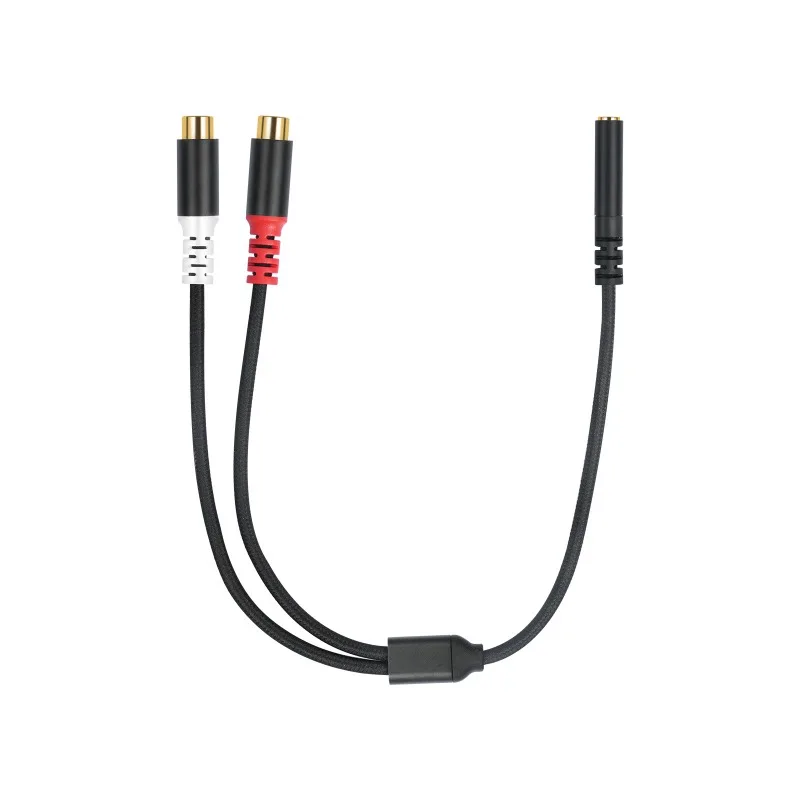 

Metal Shell Gold-plated Head Double Shielded Cable 0.3m 3.5mm Female To Double RCA Lotus Female Audio Adapter Cable