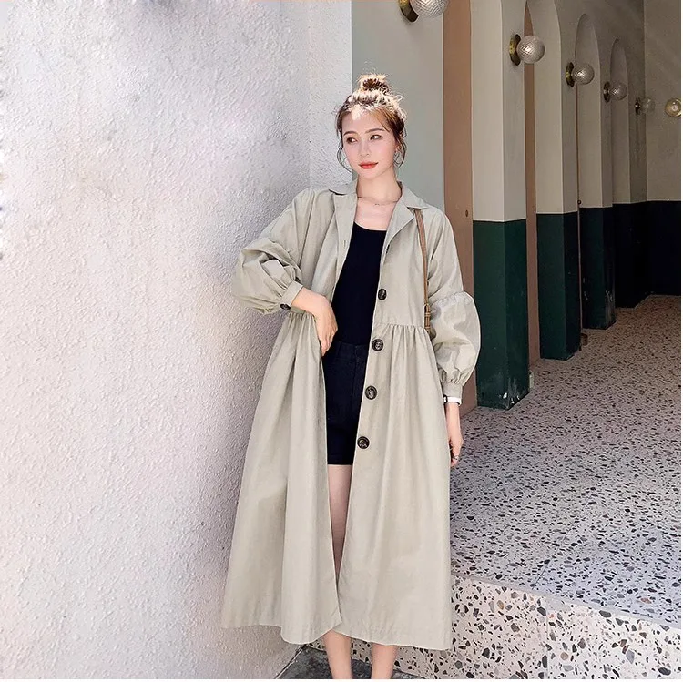 

Women's Clothing Loose Sweet Lantern Sleeve Flattering Trench Coat Autumn New NO.9