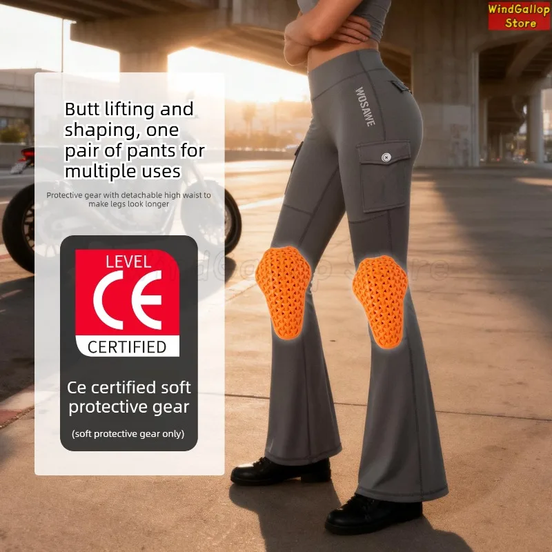 Spring and summer motorcycle women riding micro-pull pants with built-in protective gear removable locomotive pants riding pants