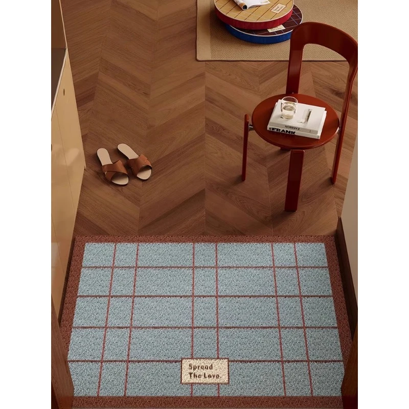 TipToe azure card, entrance door floor mat, entrance door shoe change carpet rubbing soil non-slip cutting silk ring floor mat
