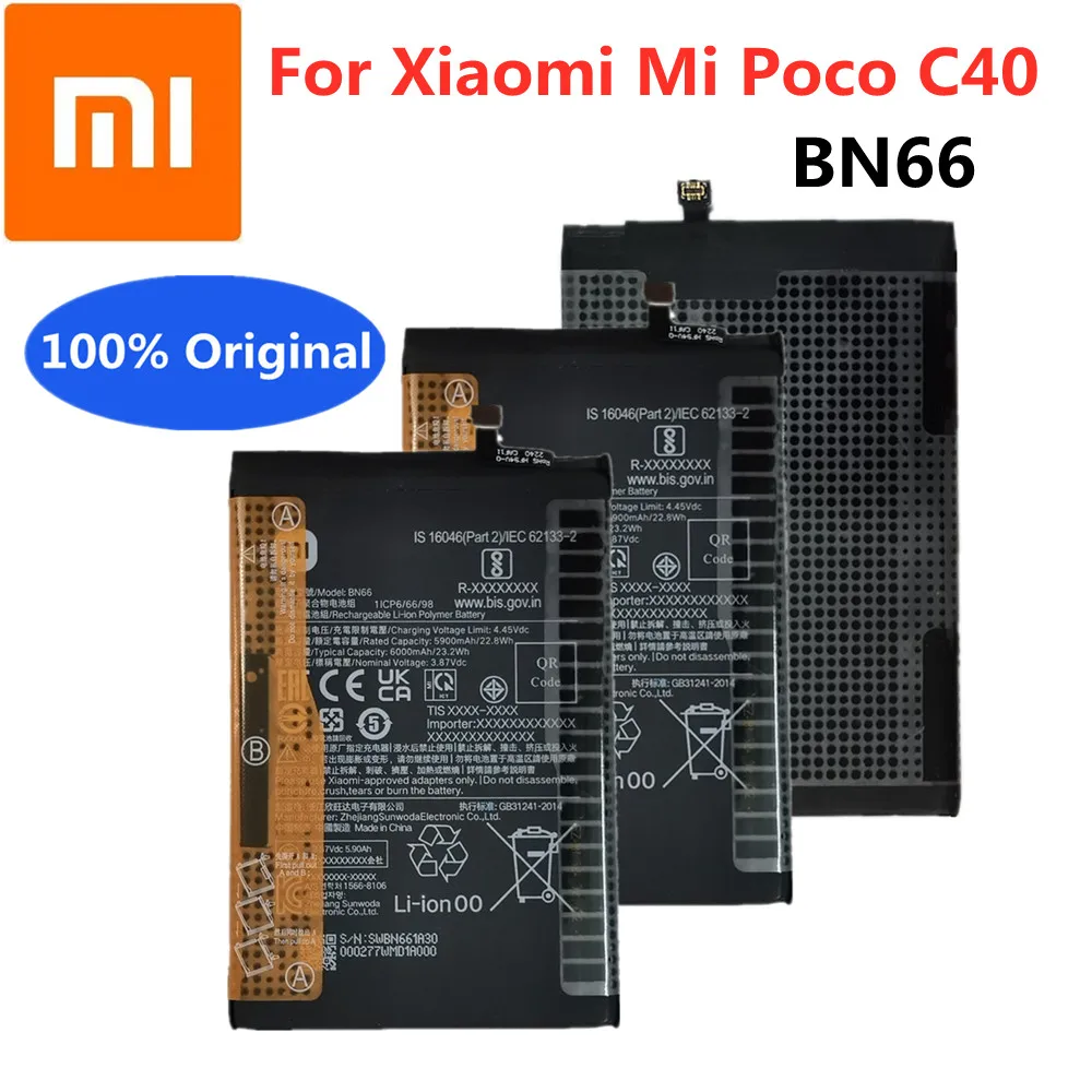 100% New Xiaomi Original BN66 Replacement Battery For Xiaomi Mi POCO C40 SmartPhone High Quality Batteries 6000mAh