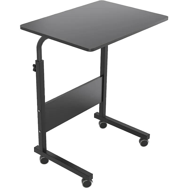 Rolling Desk Mobile Standing Desk Mobile Side Table 23.6 Inches w/Wheels Adjustable Movable Portable Laptop Stand for Bed Sofa