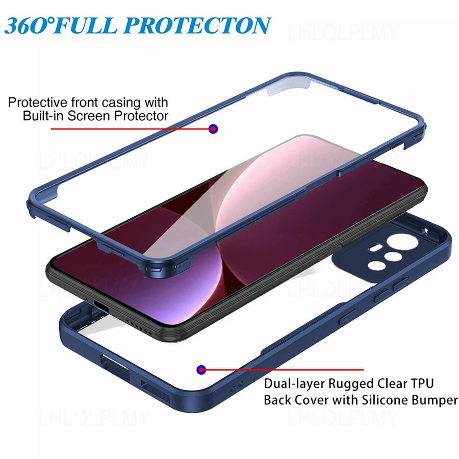 Front Back Protect ShockProof Case For Xiaomi Redmi Note 12 13 Pro 5G Plus 12C 11 11S 10 10S A2 A3 12S 13C Poco X6 X5 C65 Cover