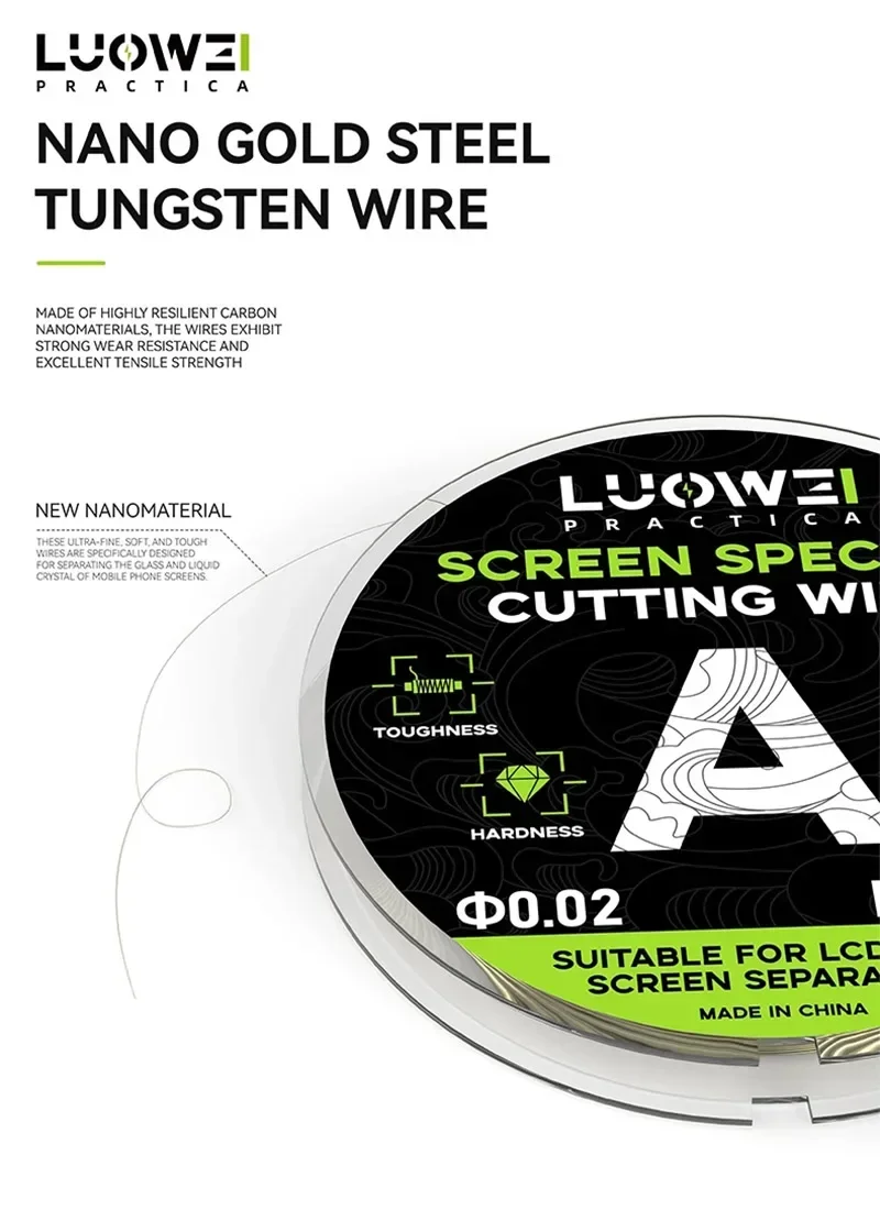 LUOWEI Superfeiner Schneiddraht für LCD-Bildschirm-Reparaturen ohne Beschädigung des Telefons 0,02/0,028/0,03/0,035mm Bildschirm-Entfernungsdraht – Detail 3