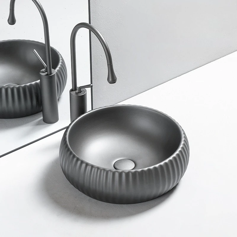 

Мини-керамическая раковина 30/35/36/40/см для отеля над столешницей, раковина для ванной комнаты, домашняя проживание в семье, чистая круглая, серая, черная столешница, художественная раковина