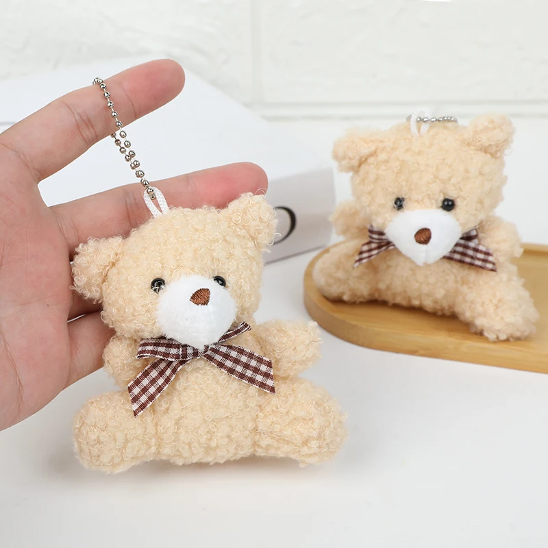 1Pcs Mini Nette Plüsch Bär Schlüsselbund Tasche Ornament Frauen Handtasche Auto Schlüsselring Anhänger Zubehör Decor Geburtstag Party Favors Geschenke
