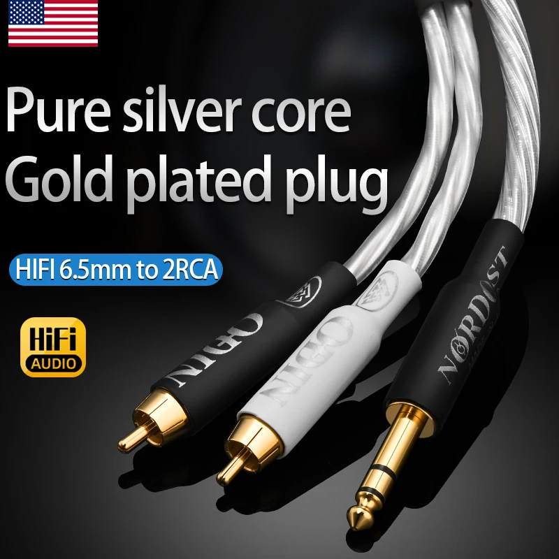 ODIN HIFI 6.35mm to 2 RCA Jack Cable Male to Male Stereo Cable Gold Plated AUX Audio Cable For Music Amplifier cable