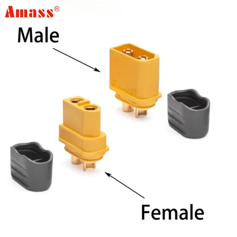 10PCS AMASS XT60H + XT60 Connector with Cover Protection Male Female Power Plug with Sheath for Lipo Battery RC Planes Cars